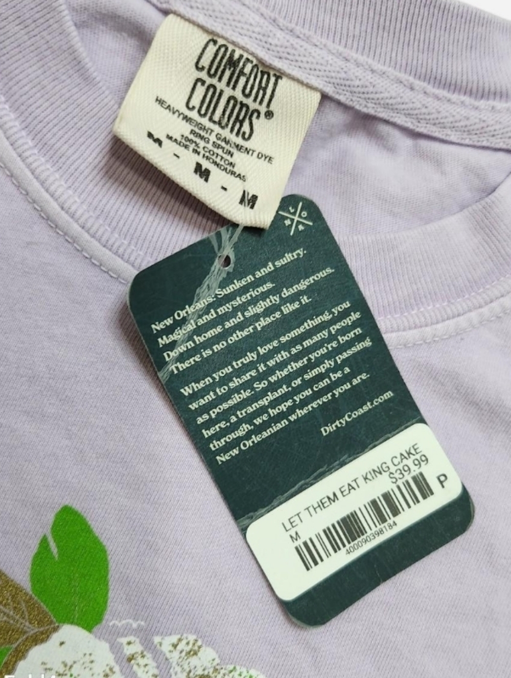 Dirty Coast Let Them Eat King Cake NOLA T-Shirt Comfort Colors Medium NWT - Picture 3 of 6